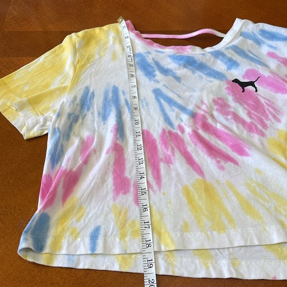 PINK Victoria's Secret Pink, Blue, Yellow, and White Tie-Dye Crop Top XS - Picture 12 of 13